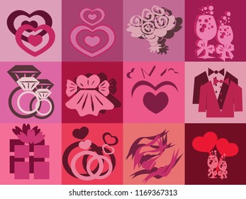Icons on the theme of wedding