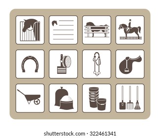 Icons On The Topic Of Equestrian Sports And The Care Of Horses