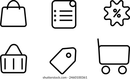 icons for online store, cart, basket, discount, list	
