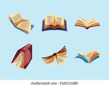 icons open books flat design