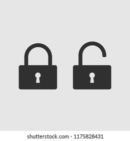Icons of an open and closed padlock. Vector illustration.
