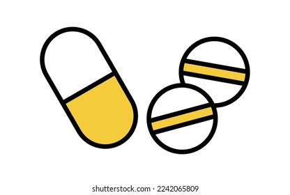 Icons of oral medications (capsules and tablets), image of AGA