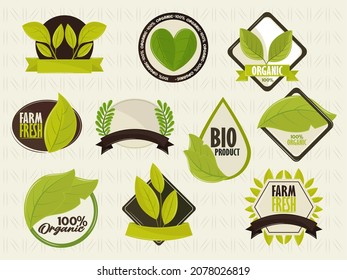 icons of organic labels food products