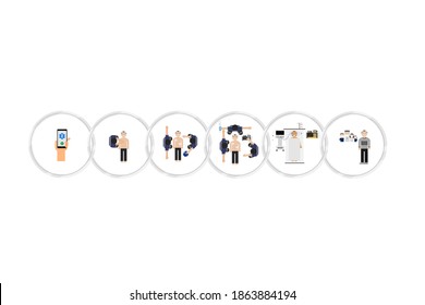 Icons Of The Out-of-hospital Chain Of Survival Concept. Operation Of Healthcare Provider In Out-of-hospital Setting.