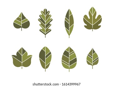 icons pack of different leafs logos set
