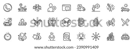 Icons pack as Difficult stress, Cooking whisk and Call center line icons for app include Seo message, Solar panels, Delete user outline thin icon web set. Time, Artificial colors. Vector