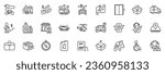 Icons pack as Fuel price, Travel compass and Electric bike line icons for app include Paper plane, Delivery man, Filling station outline thin icon web set. Pin, Send box, Parking pictogram. Vector