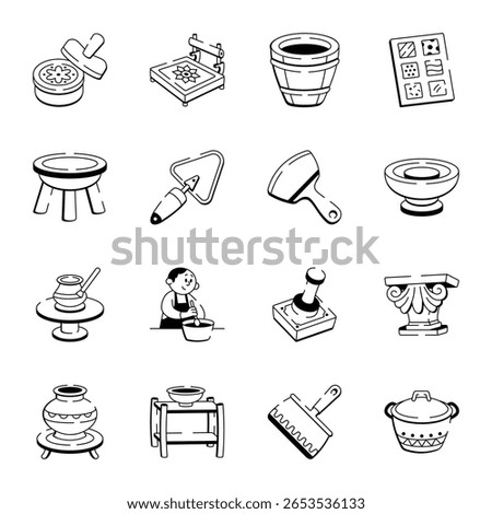 Icons Pack of Hand Drawn Earthenware Icons 
