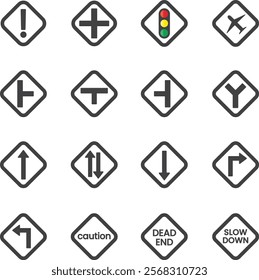 Icons Pack Traffic Warning Outline