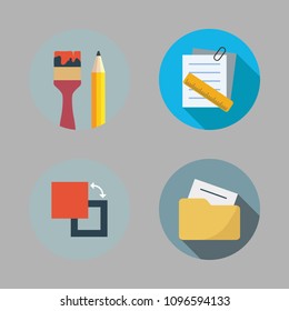 Icons Paint Accessory with folder, school material, background and notes