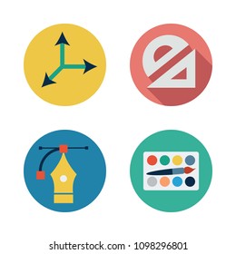 Icons Paint Accessory with move, protractor, watercolor and vector