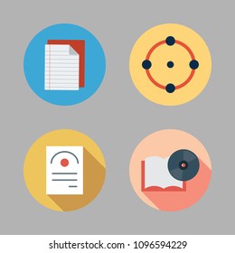 Icons Paint Accessory with notebook, target, open book and file