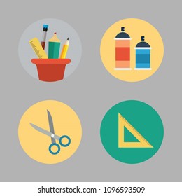 Icons Paint Accessory with pencil case, spray paint , scissors and set square