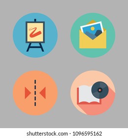Icons Paint Accessory with reflection, open book, picture and canvas