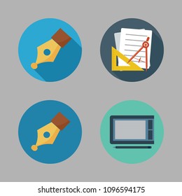 Icons Paint Accessory with school material, tablet and pen