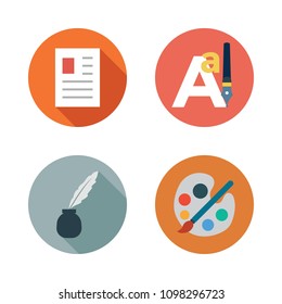 Icons Paint Accessory with text editor, file, paint palette and quill