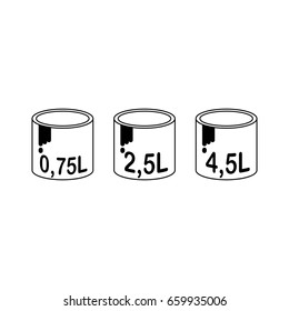 icons paint cans of various sizes in liters