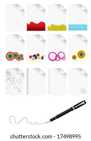icons of paper and pen set