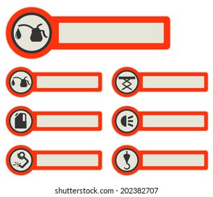 icons and paper stickers with instruments, components and features. for high quality print, web design and office work. easy color editing. 