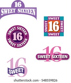 icons for party invitation/sweet sixteen artwork/vector icons for sweet sixteen celebration