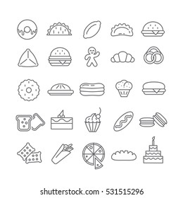 Icons pastry dishes