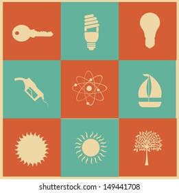icons pattern over colorful background vector illustration