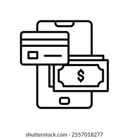 Icons of payment methods by cash, credit card and mobile
