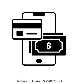 Icons of payment methods by cash, credit card and mobile
