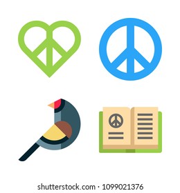 Icons Peace with bird, peace and open book