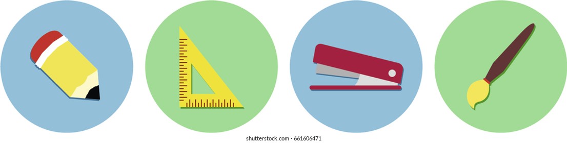icons pencil ruler stapler