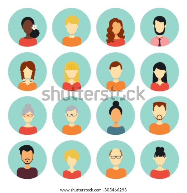 Icons People Different Races Different Styles Stock Vector (Royalty ...