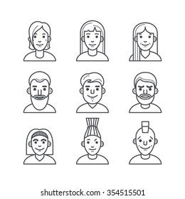 Icons of people in the modern linear style.