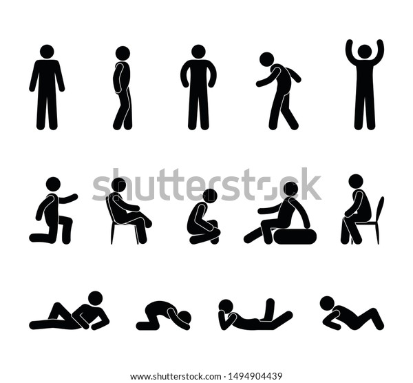 Icons People Stick Figure Man Pictogram Stock Vector (royalty Free 