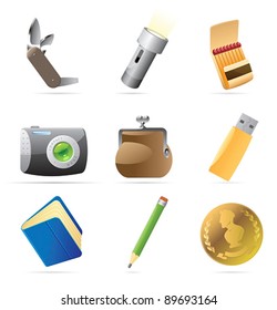 Icons for personal belongings. Vector illustration.
