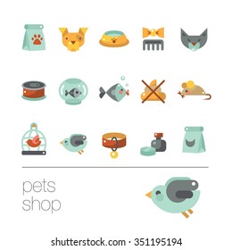 icons for the pet store, white background, colorful