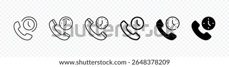 Icons of Phone and Clock – Call Scheduling, Callback Timing, Time Limited Communication, icon of phone call with clock symbolizing callback support, scheduled conversation, limited call duration