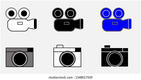 icons of photo and video cameras, vector