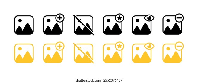 Icons Photos Set. Photo action buttons. Silhouette  Flat Style. Vector icons
