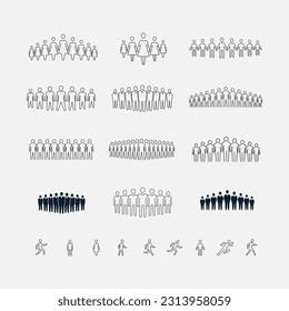 Icons and pictograms people signs symbolizing silhouettes