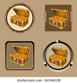icons pirate chest with golden coins isolated on white background vector