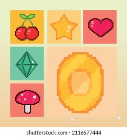 icons pixel video game style