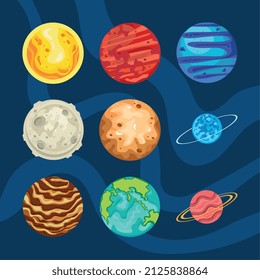 icons with planets and spheres