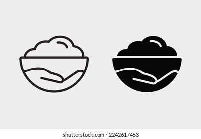 Icons of a plate with baby porridge. Vector illustration.