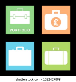 Icons for portfolio, bag, briefcase, vector illustration in flat, EPS10. 