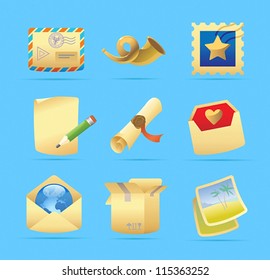 Icons for postal services. Vector illustration.