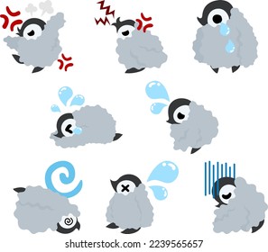 The icons of pretty babies of emperor penguin with various facial expressions