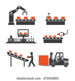 Icons Production Lines Of The Conveyor