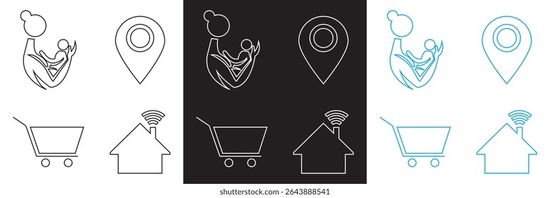 Icons for public navigation. Vector for websites, mobile interfaces, presentations, banner, visual branding etc. Vector illustration. isolated on white and black background. EPS 10