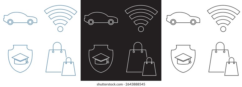 Icons for public navigation. Vector for websites, mobile interfaces, presentations, banner, visual branding etc. Vector illustration. isolated on white and black background. EPS 10