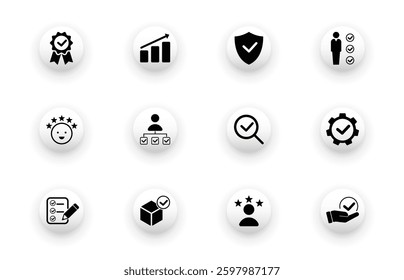 Icons for quality control, inspection, check marks,...